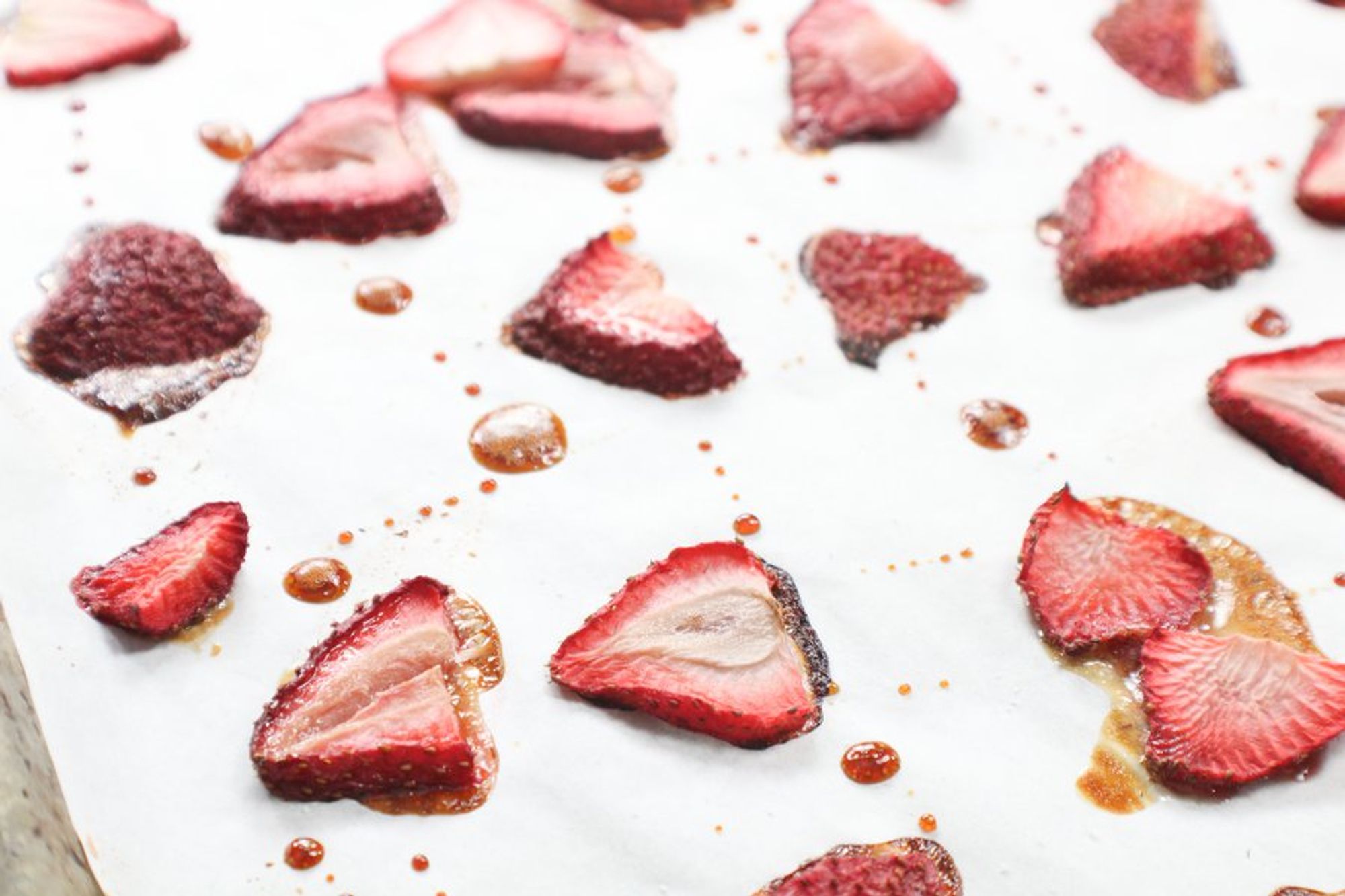 lightly caramelized berries on a parchment