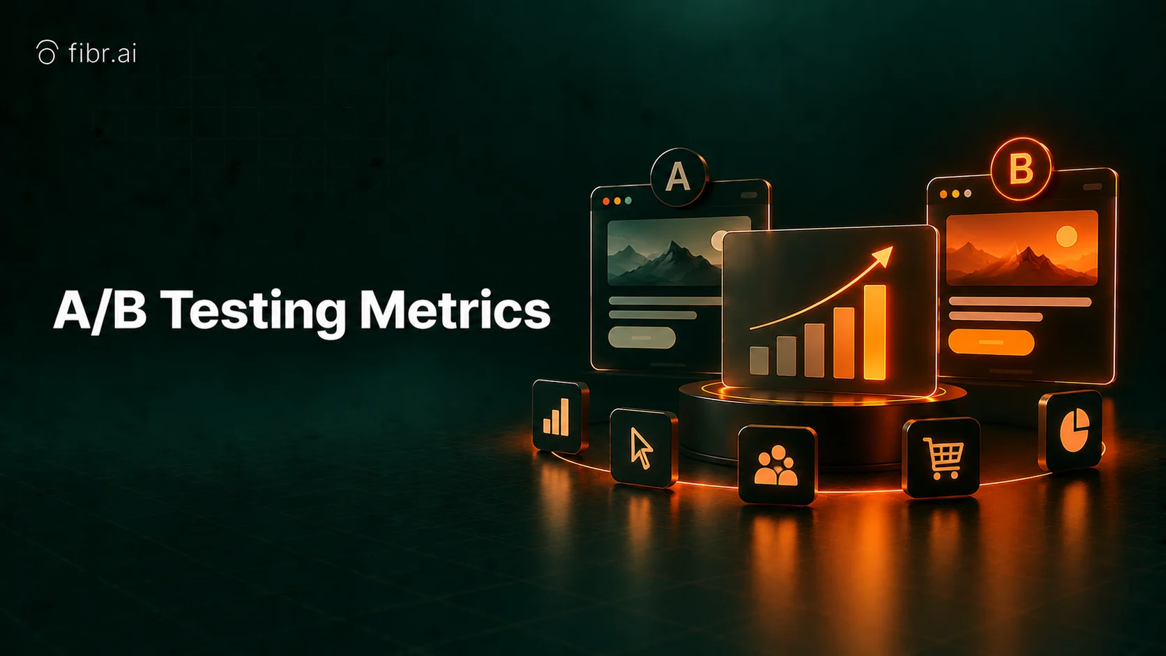 A/B testing metrics with analytics and performance charts.
