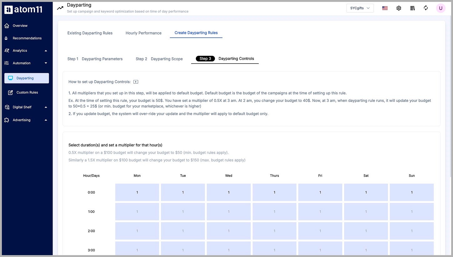 Dayparting in atom11 @@ Dayparting in atom11
