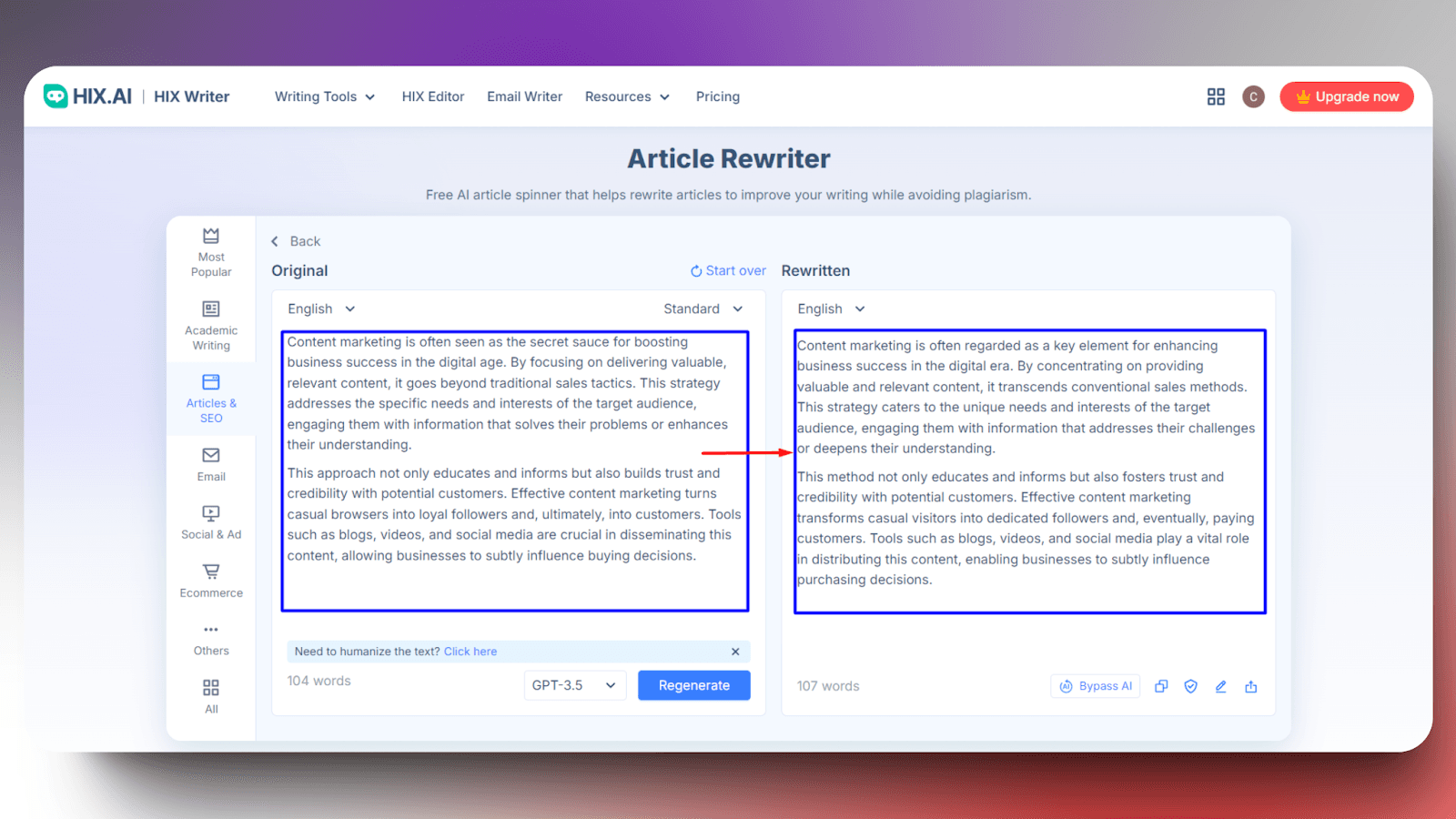 HIX.AI - Rewritten content