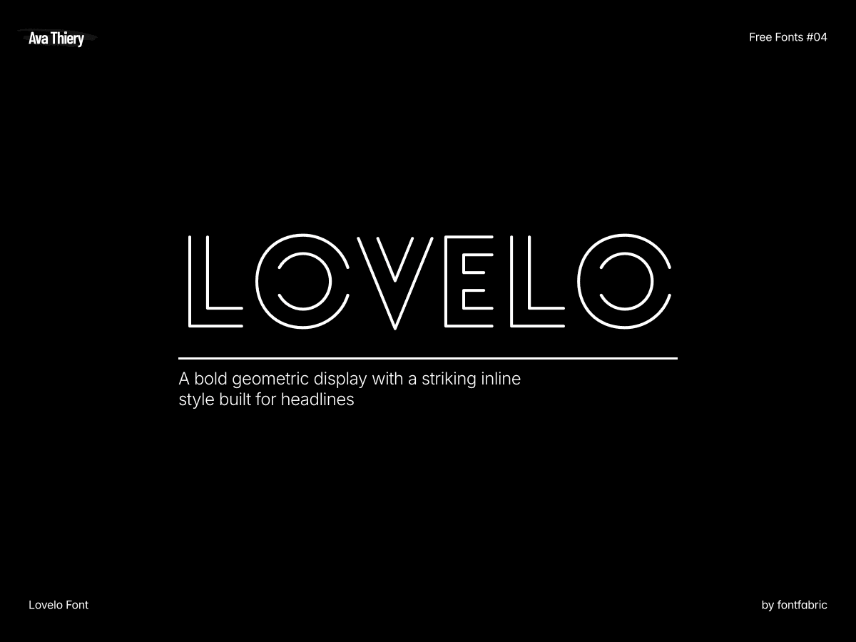 Lovelo geometric inline display font cover by Renzler Design and Fontfabric — free for personal use
