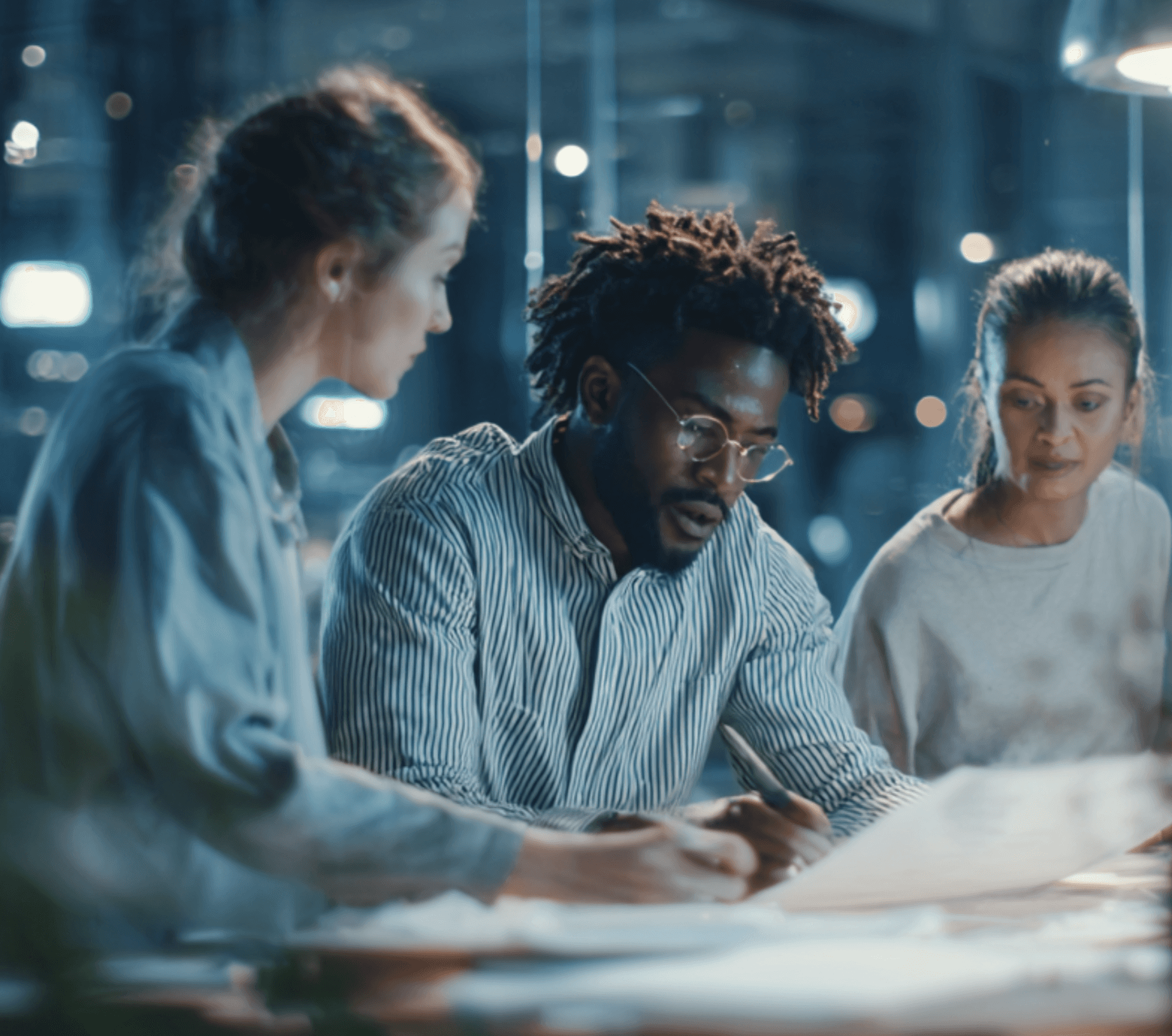 team reviewing documents