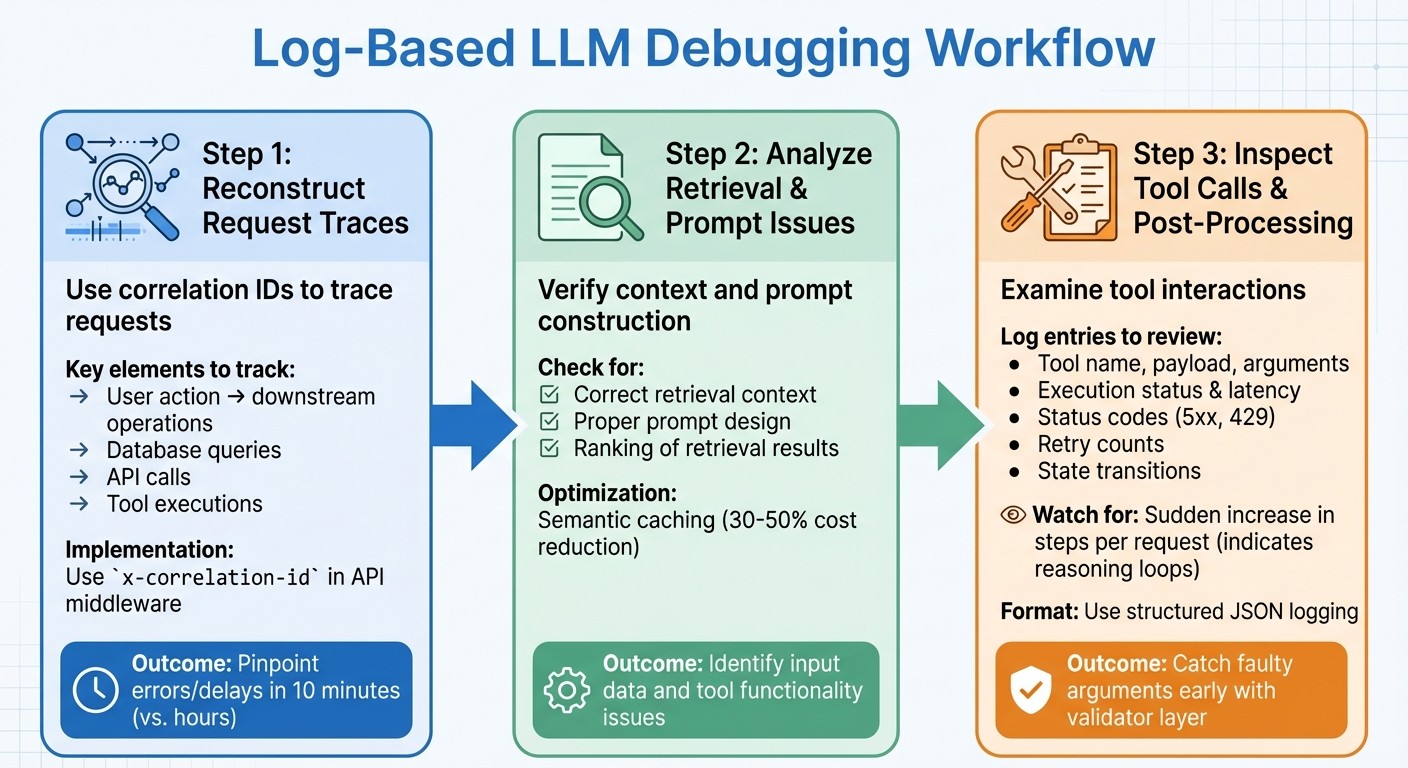 Step-by-Step Workflow for Debugging LLM Failures Using Logs