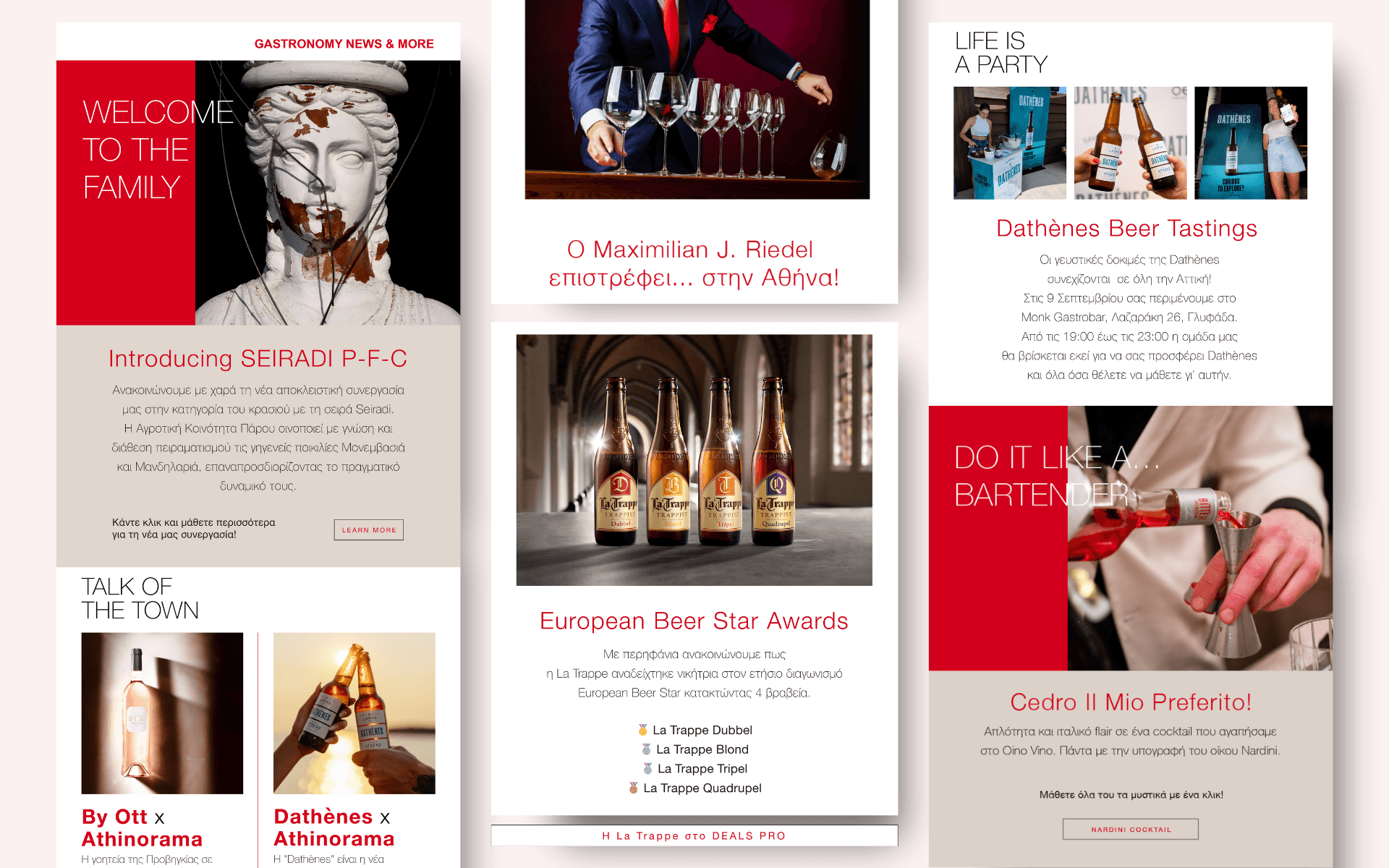 Newsletter design for Deals S.A. featuring wine content and OINO VINO event communication
