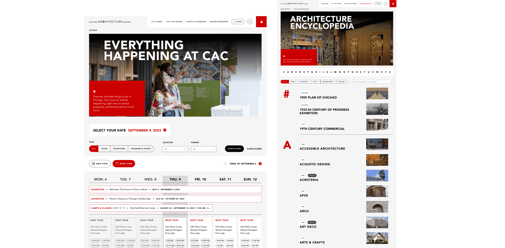 Two screenshots of the website home page