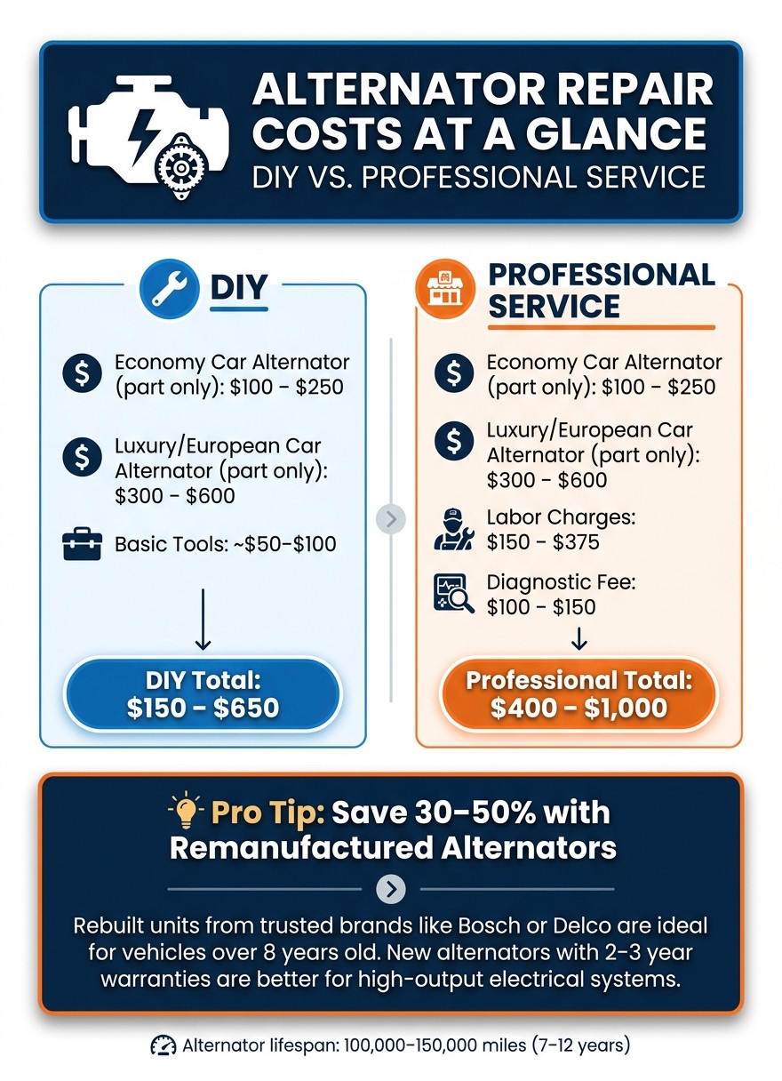 Alternator Repair Costs: DIY vs Professional – Full Breakdown