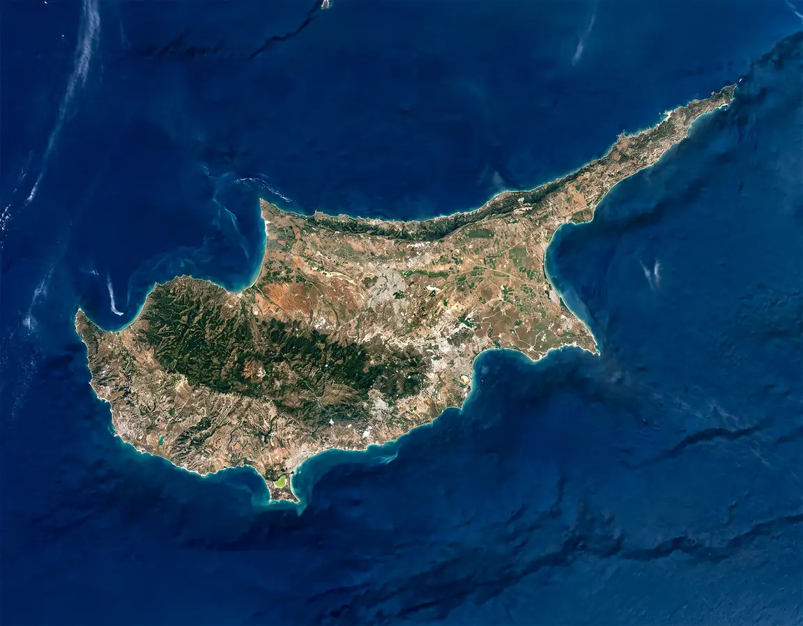 Satellite view of Cyprus showing districts where new developments pre-sell, pre-sale marketing in Cyprus by TERAMOK