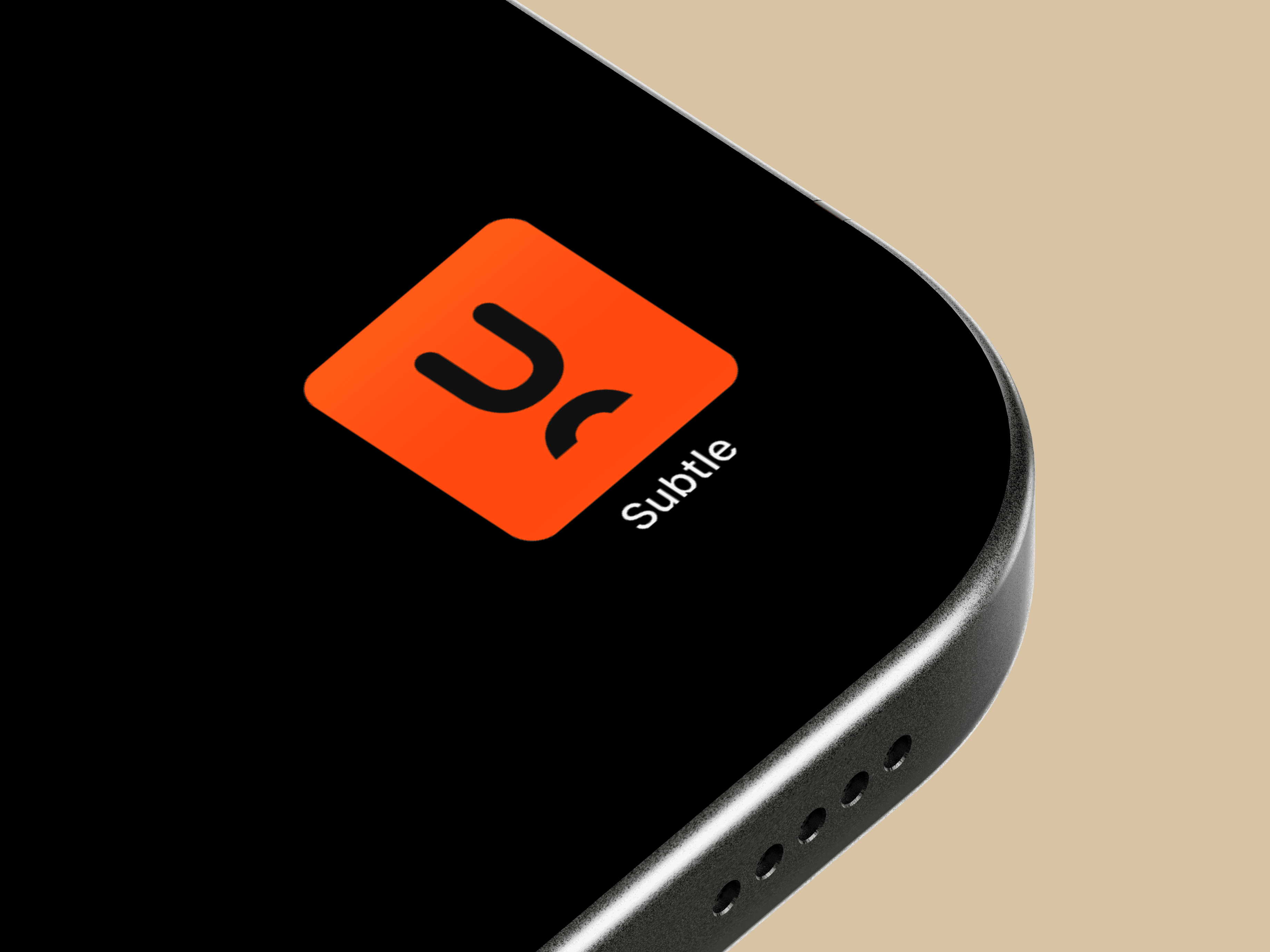 Subtle brand logo displayed on a smartwatch screen