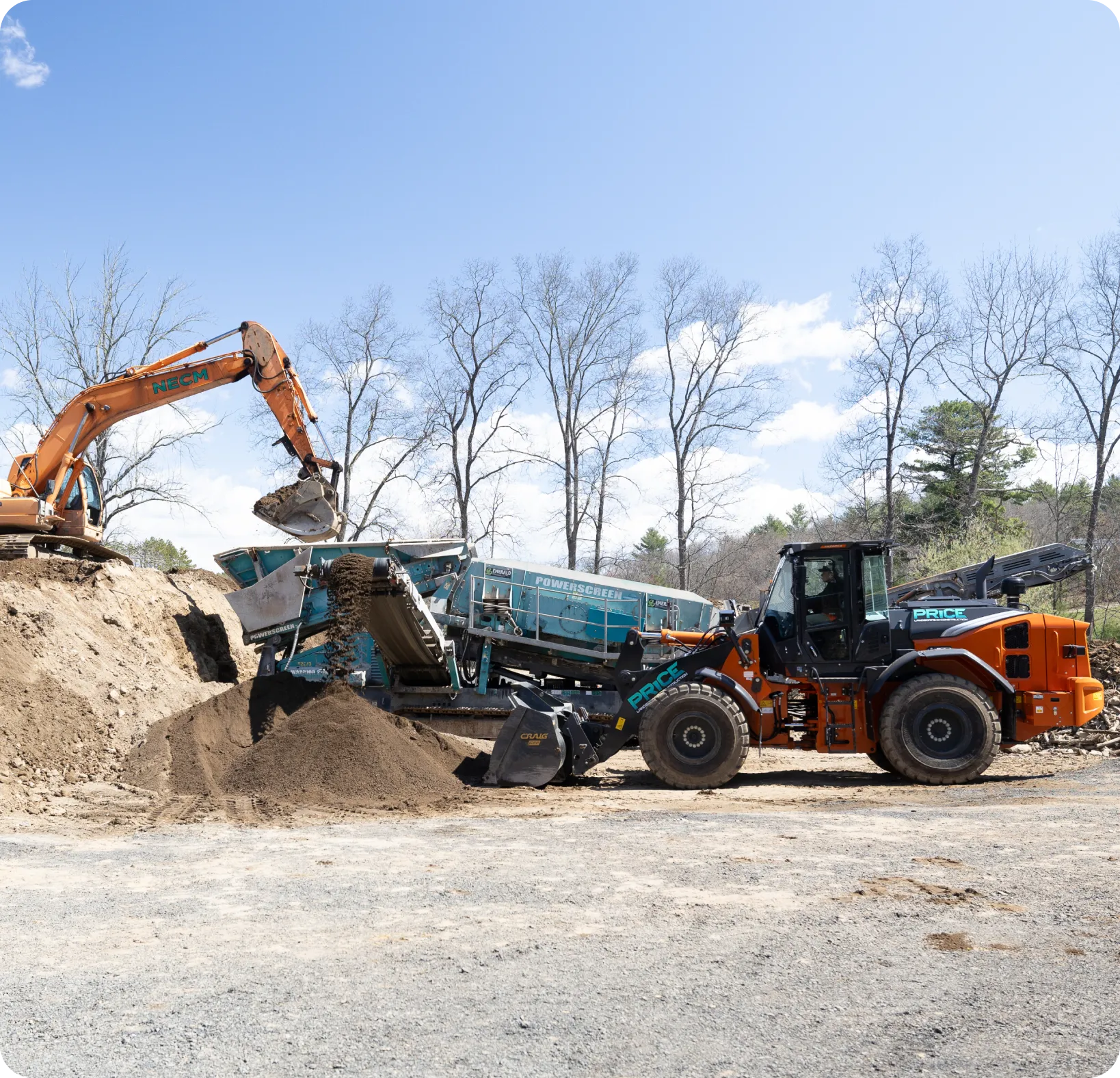 Price Landscape and Construction in a dirt and gravel yard with heavy machinery