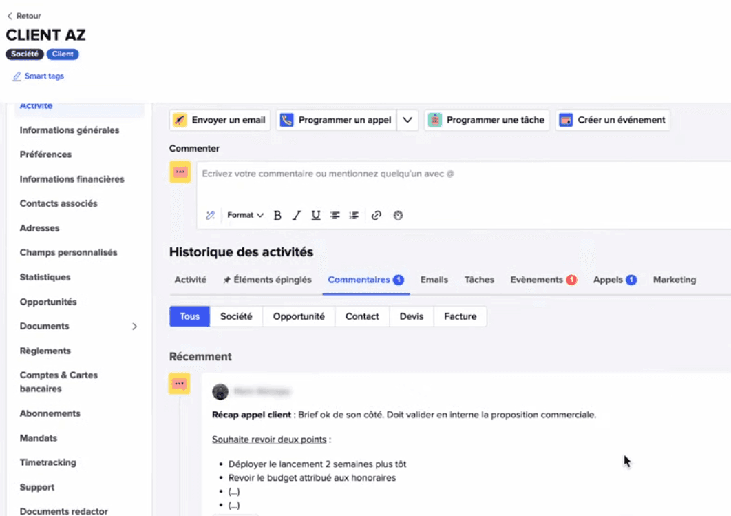 Sellsy CRM Avis - UI/UX