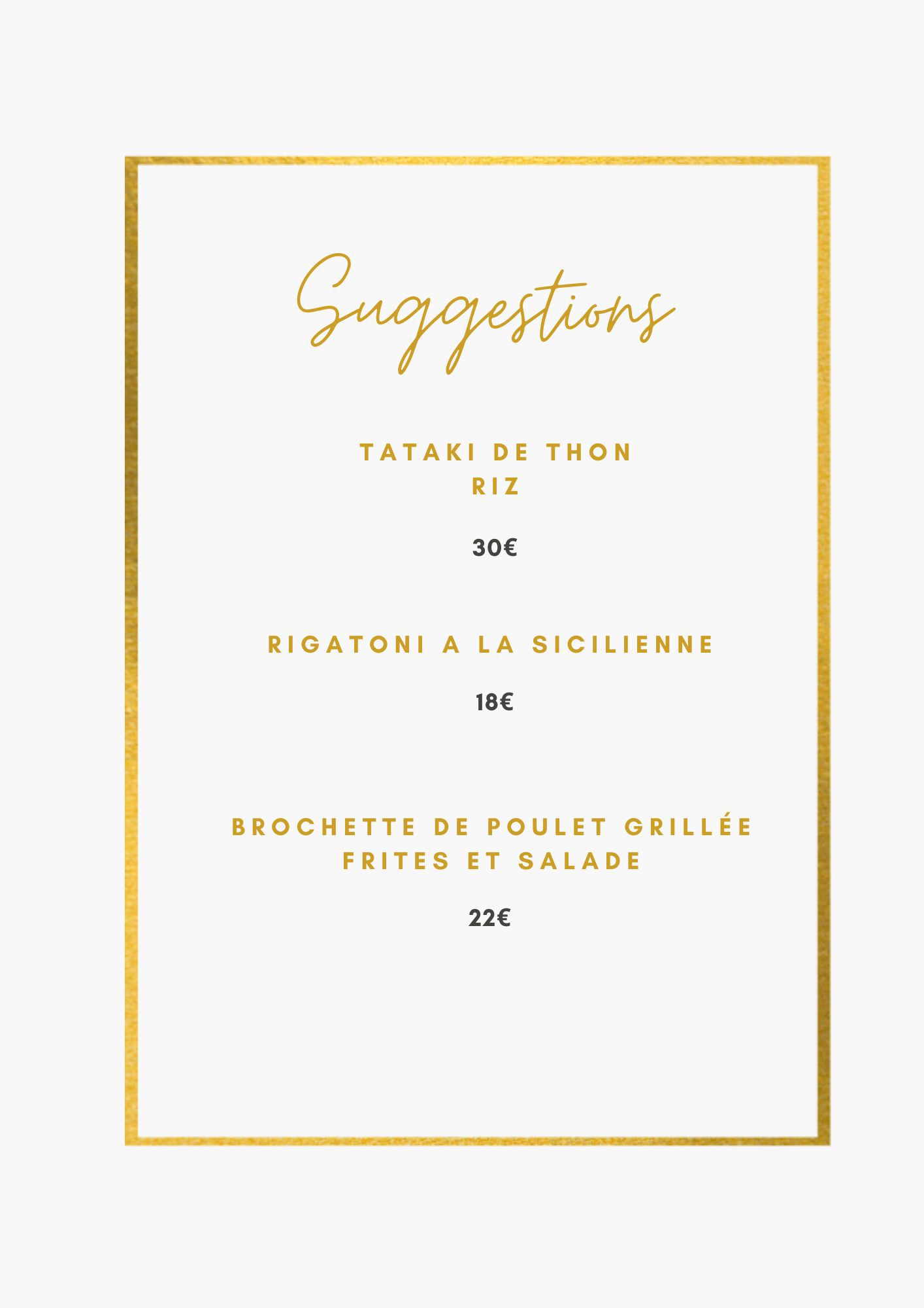 Suggestions de la semaine