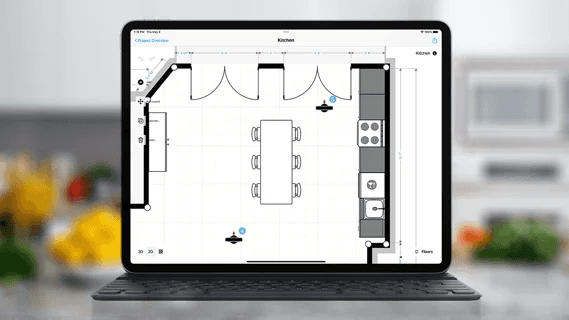 magic plan kitchen floor plan with appliance layout and dining space measurements