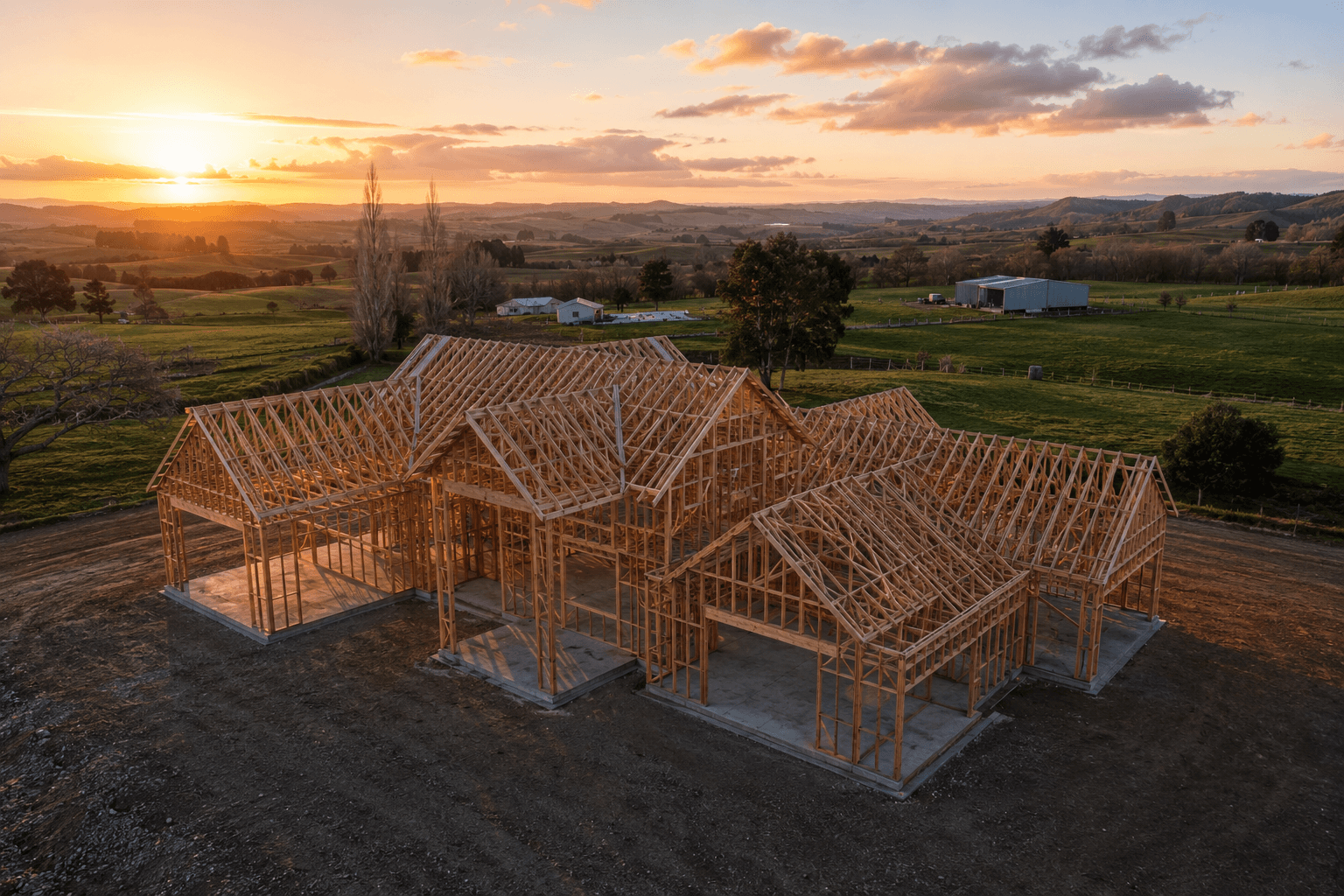 Timber-framed house under construction