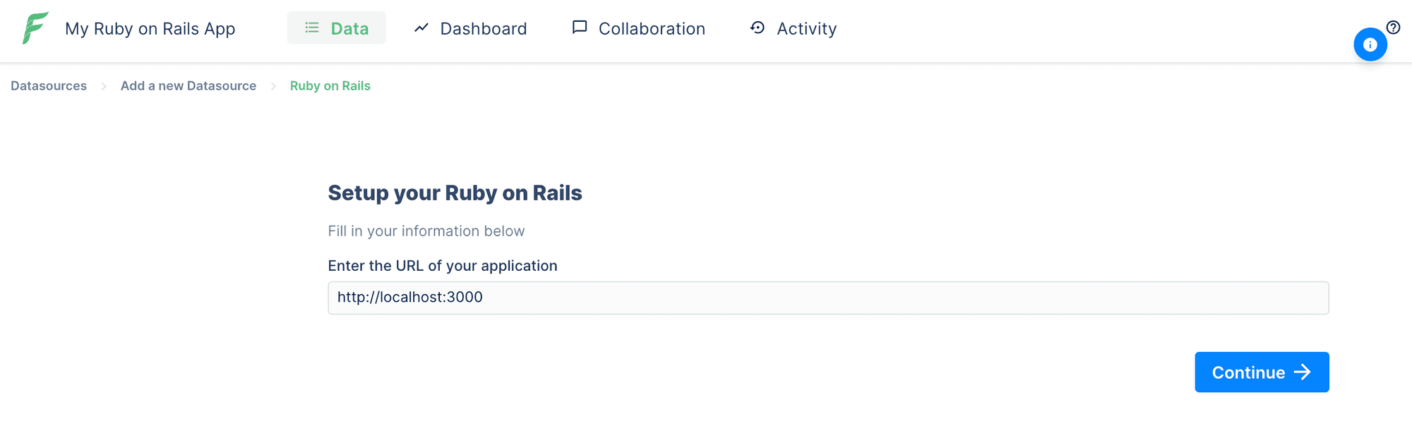 The URL configuration of the Ruby-on-Rails data source.