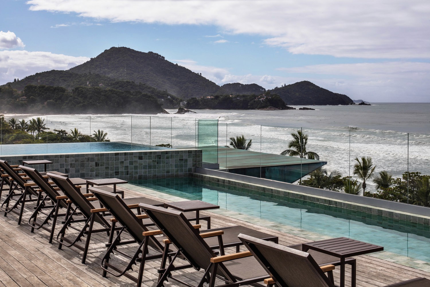 Pool with beach view