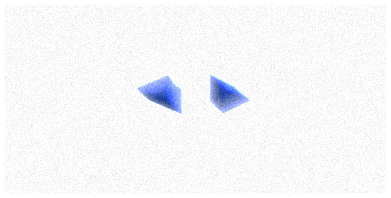 Two blue geometric shapes on white background