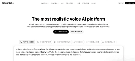 11Elevenlabs homepege V3 screenshot