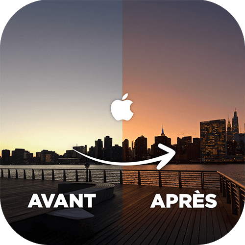 Avant après, rendu avec la lut pile et face sunset