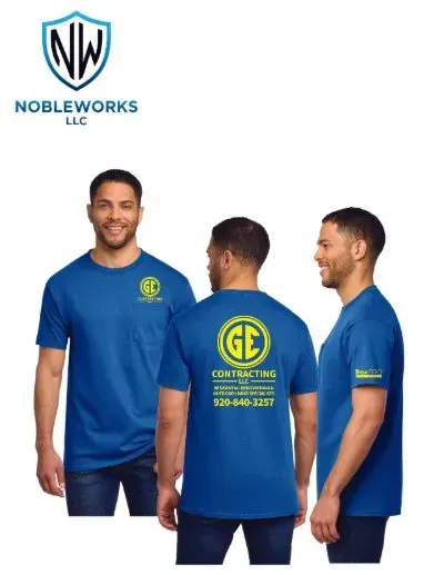GE Contracting custom screen printed shirts by Nobleworks