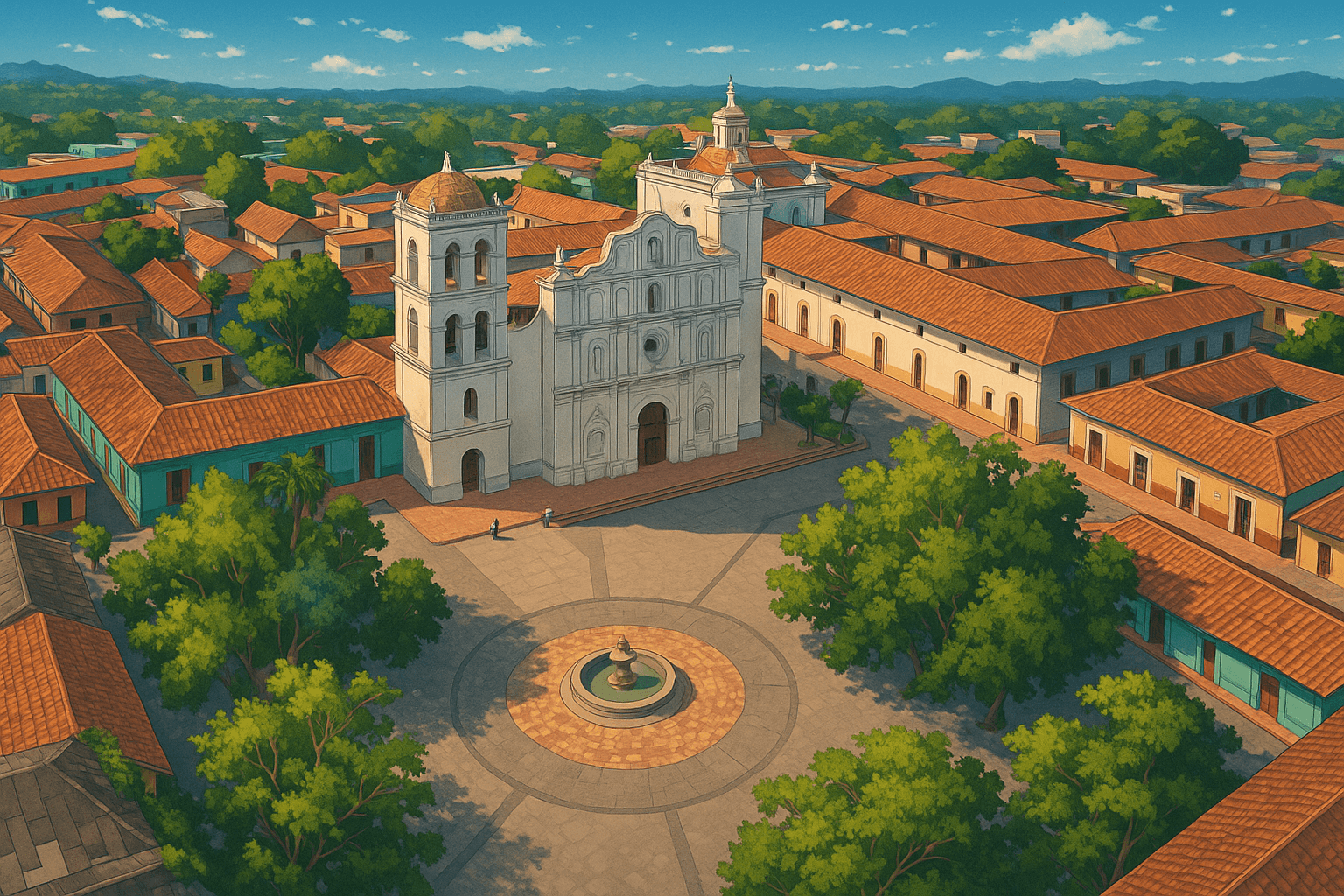 Airview illustration of the city of Comayagua