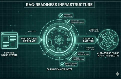 Qasimo Systems GEO Strategist UK RAG-Readiness Infrastructure Technical Schematic