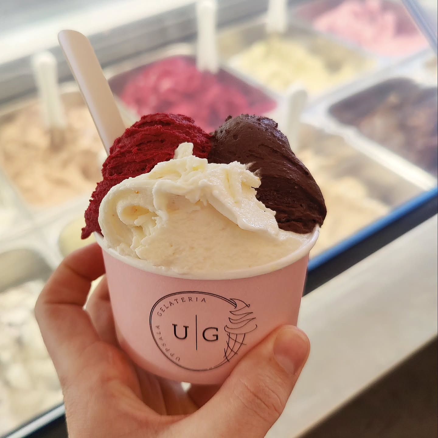 Närbild på en av dagens gelatosmaker