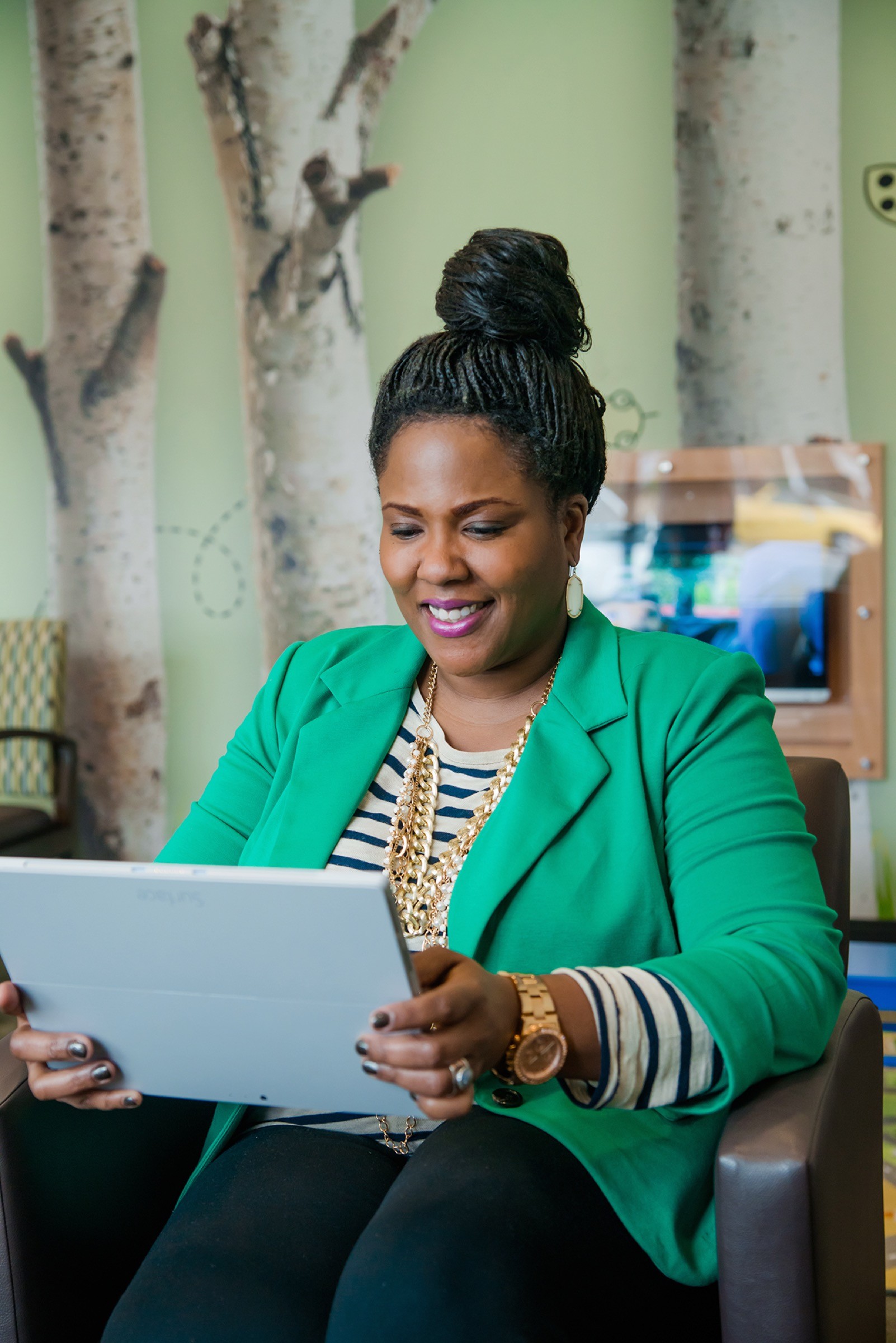 Professional working with a tablet