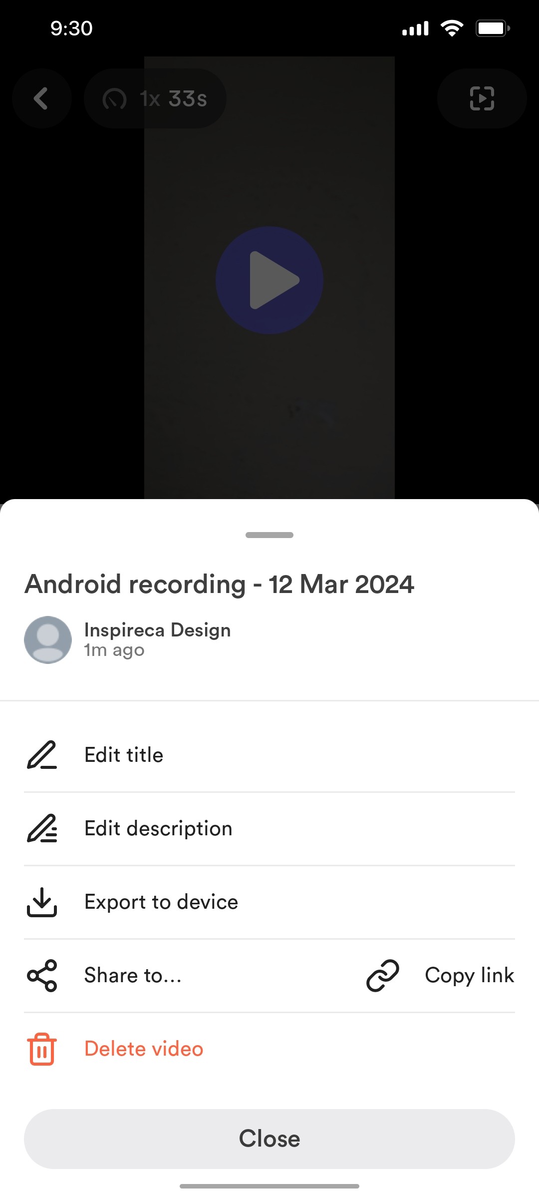 loom Video Details screen
