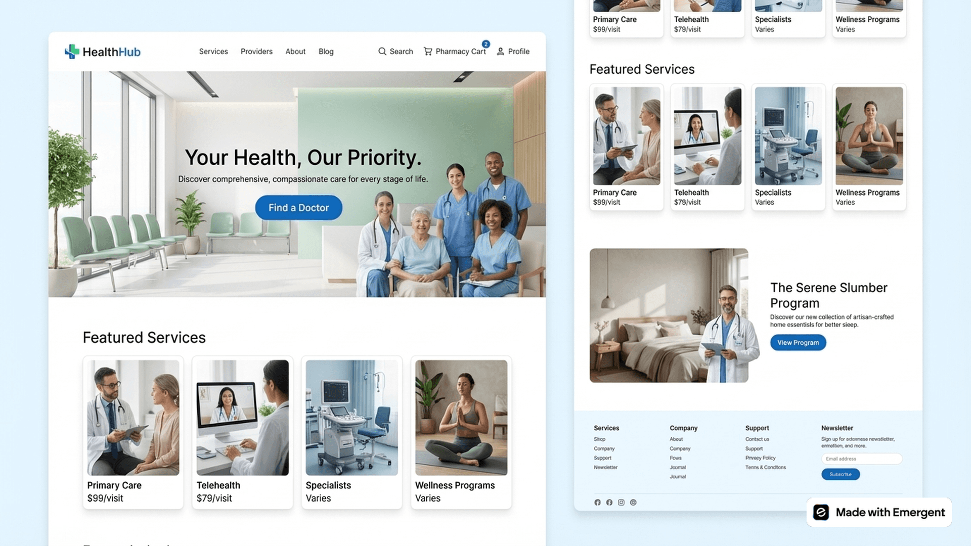 healthcare website made with emergent