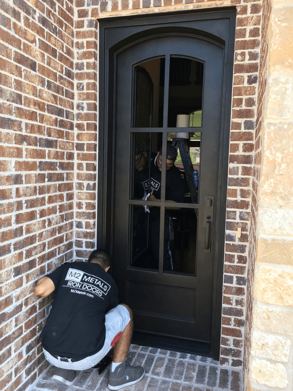 Transitional steel door installed on a DFW home by M2 Iron Doors