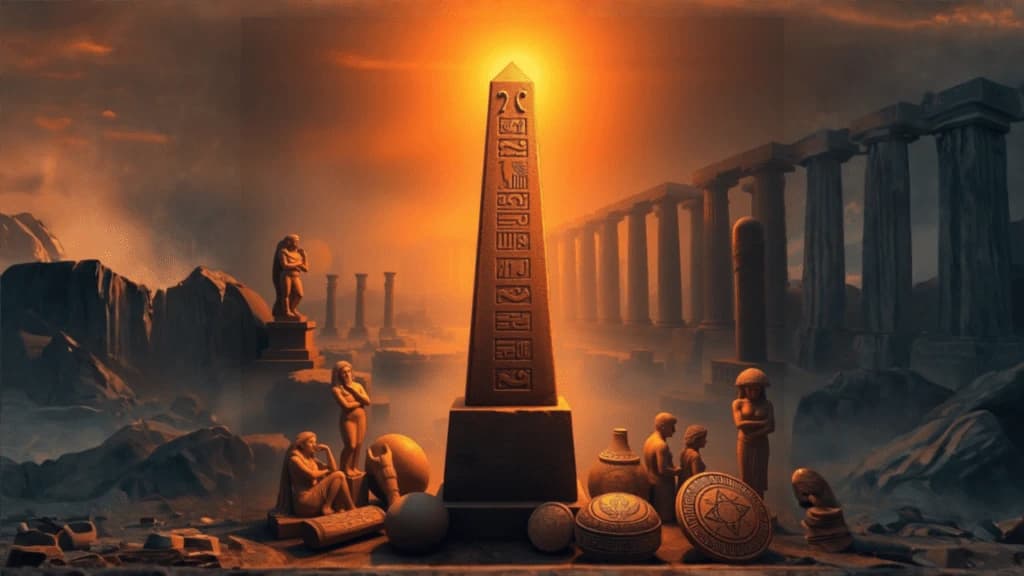 ein organener obelisk, er leuchtet orange