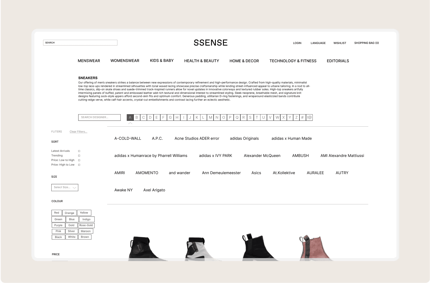 SSENSE redesigned product navigation filtering system