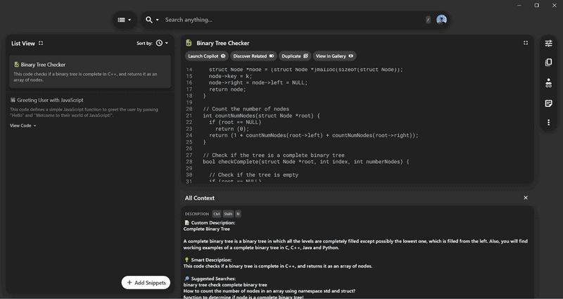 A code snippet saved in Pieces for Developers along with tips for software engineering students.