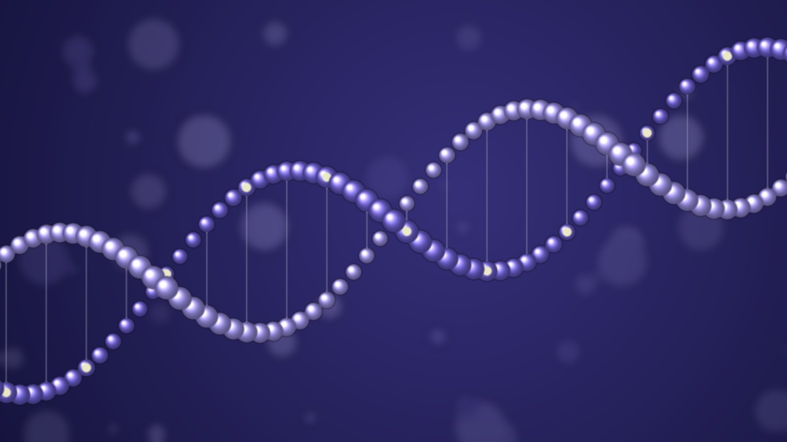 Abstract double-helix strand in violet tones on a dark background