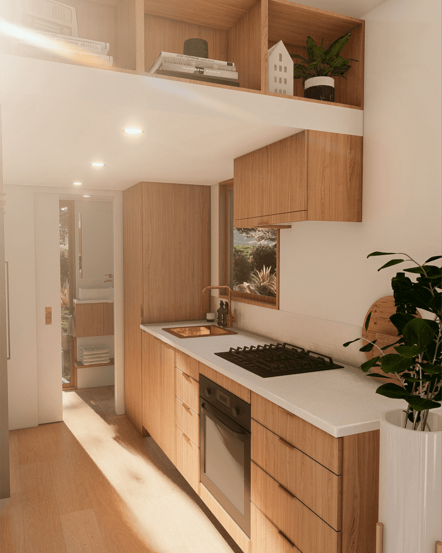 Nordic House 7m/24ft tiny house kitchen