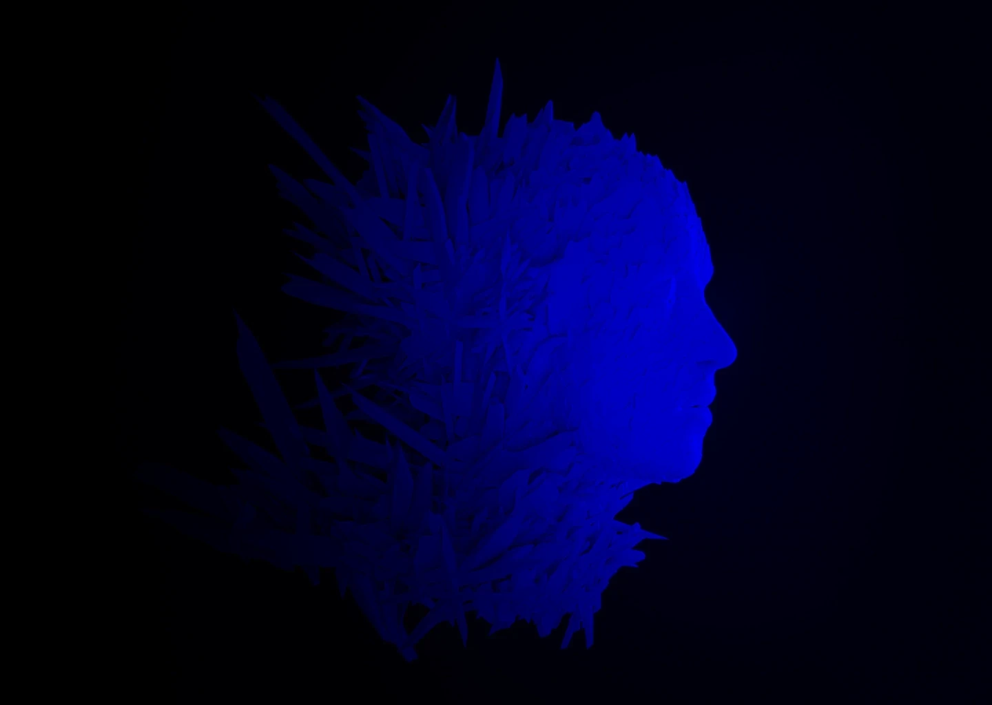 Face Sculpture in Cobalt Blue