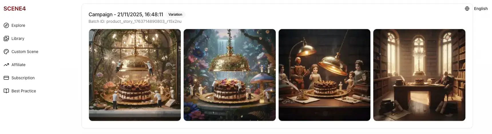 full set of expand story images generated by scene4