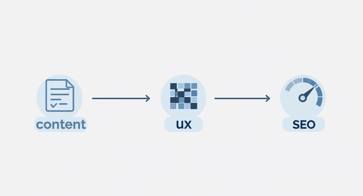 an infographic showing the essential steps for a site audit