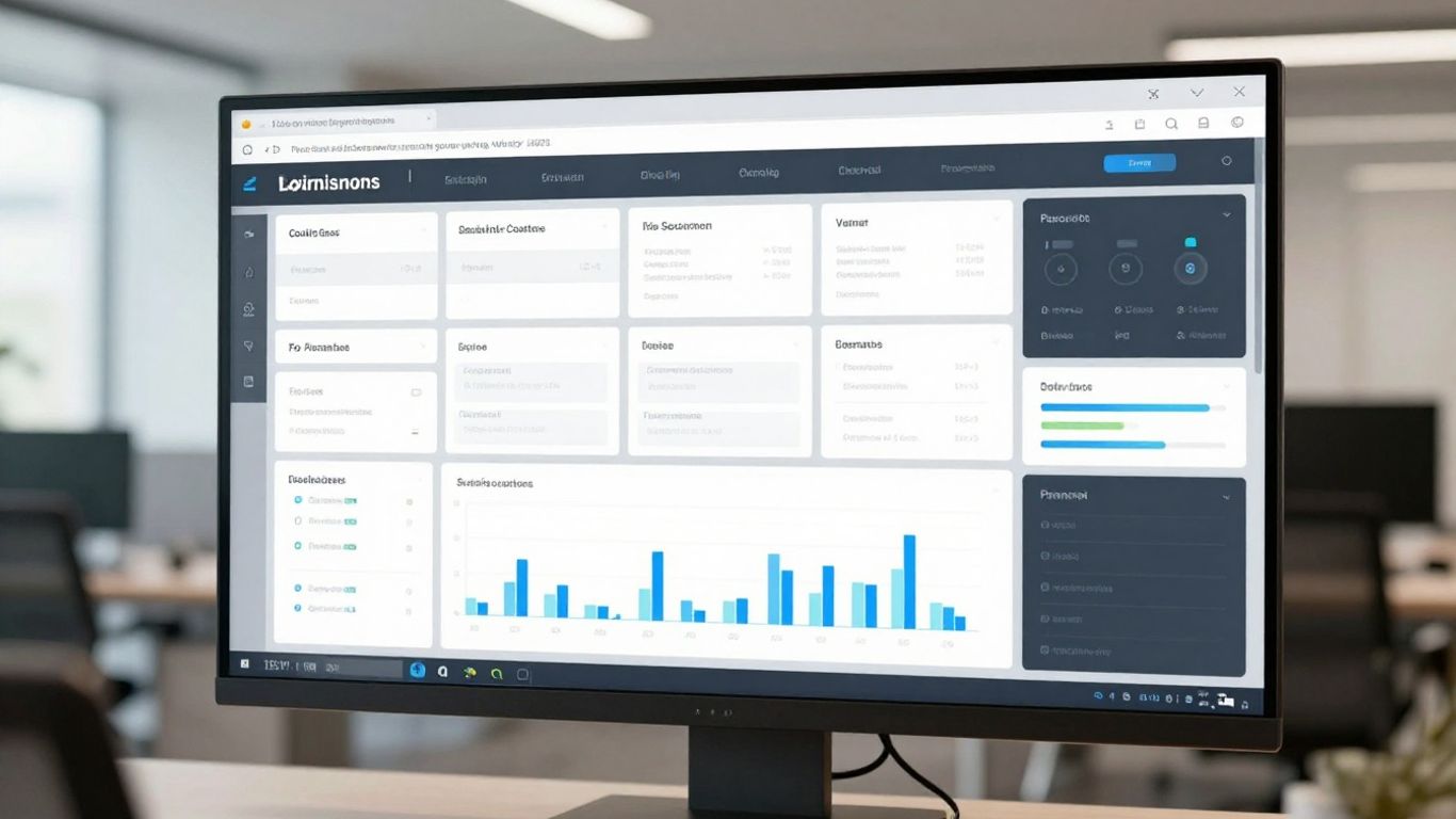 A screen displaying a structured dashboard layout