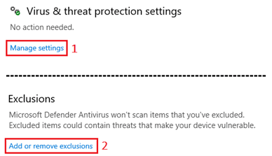 Navigate to add or remove exclusions.