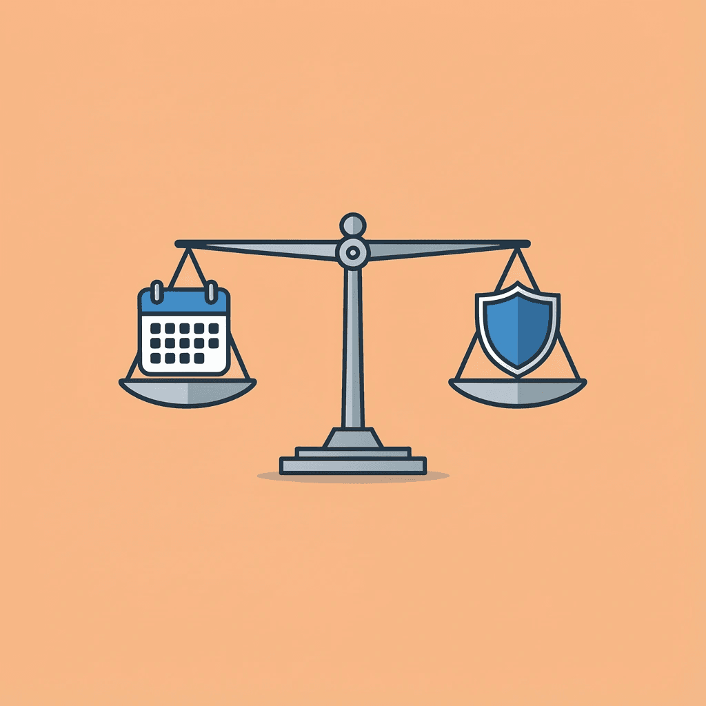 Balance scale comparing long-term agency contracts against short-term validation period - SEO Agency Leeds 