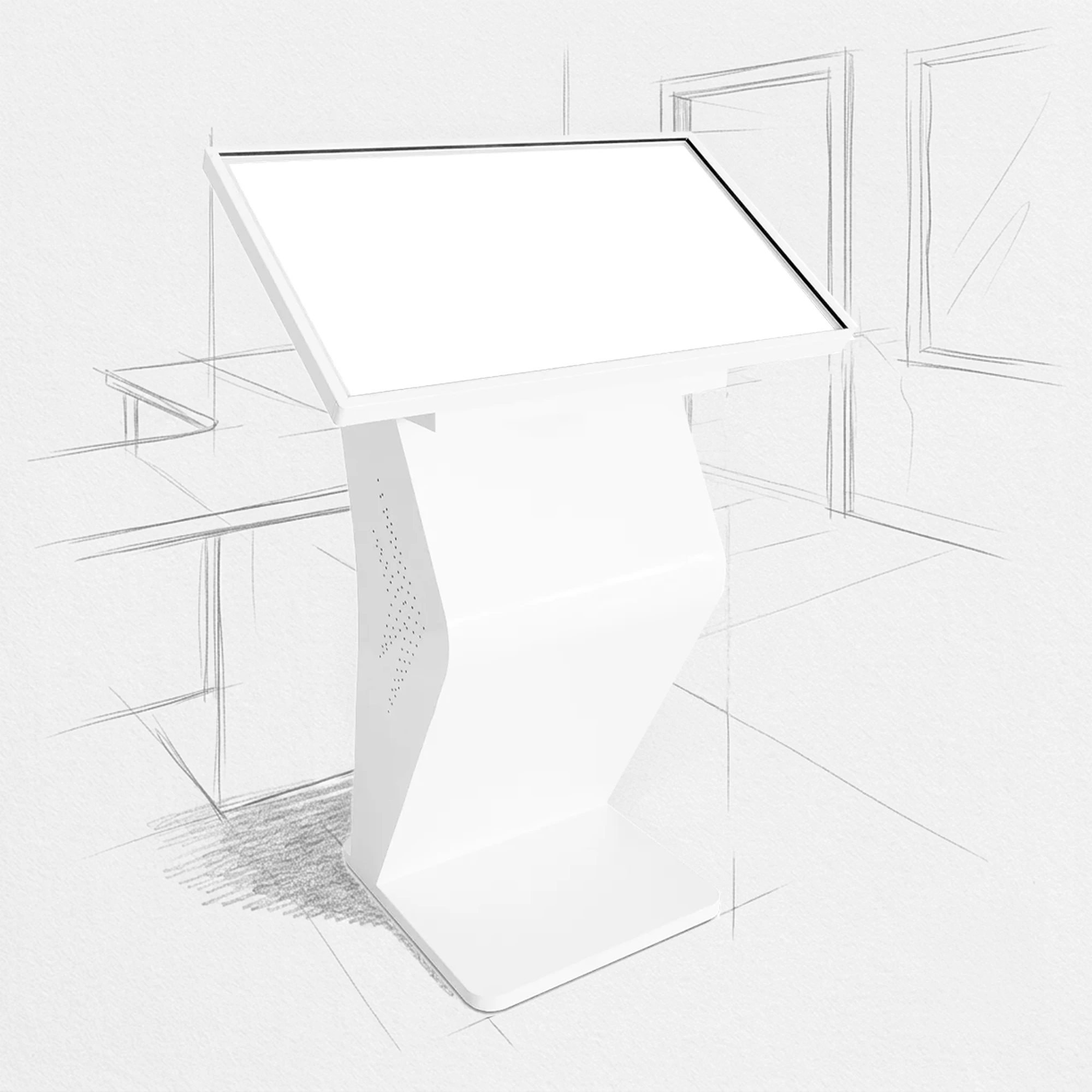 Interaktiver Touch-Kiosk im Pult-Format für Wegeleitung und Info