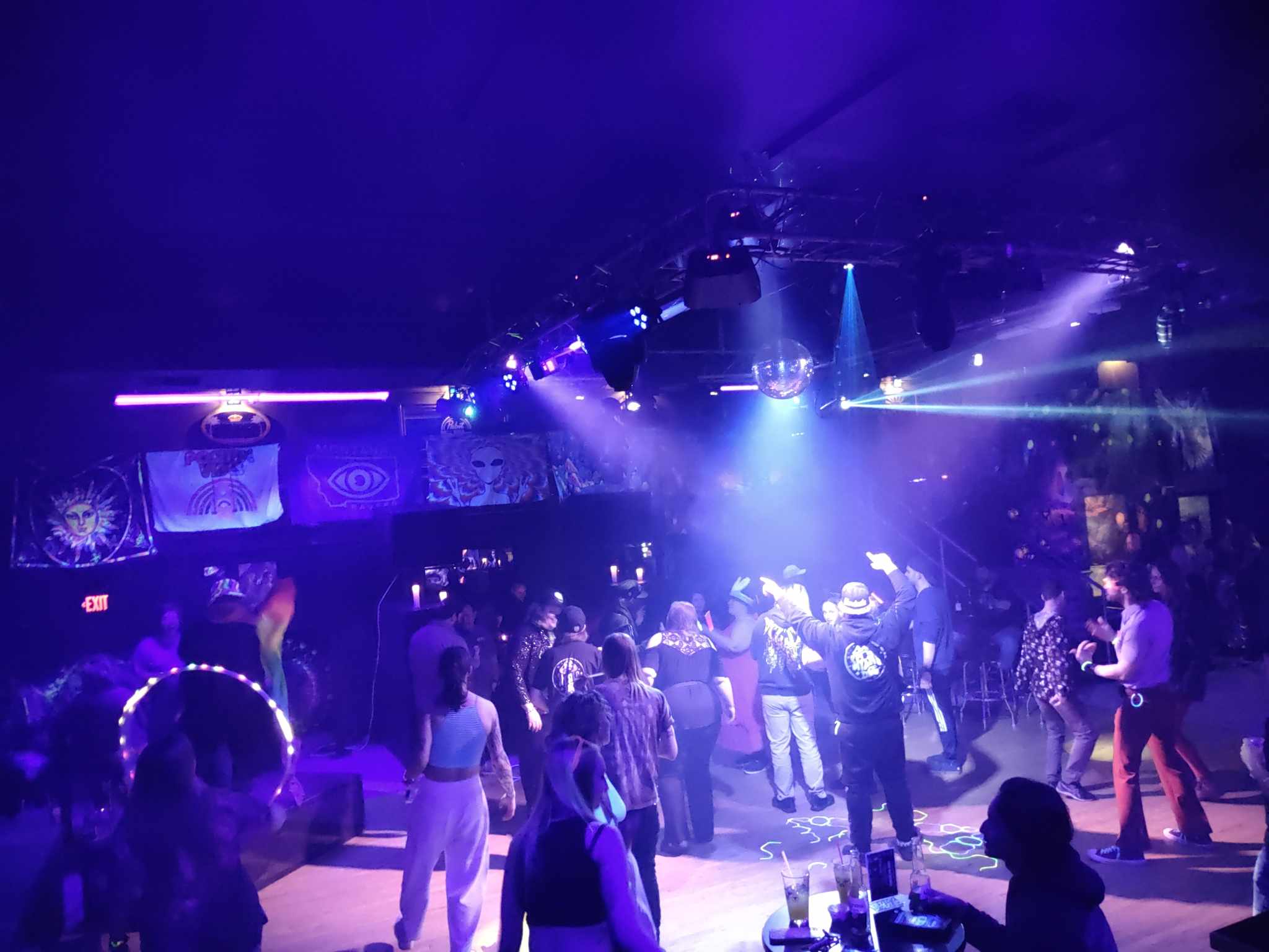 Crowd in blue and violet club light