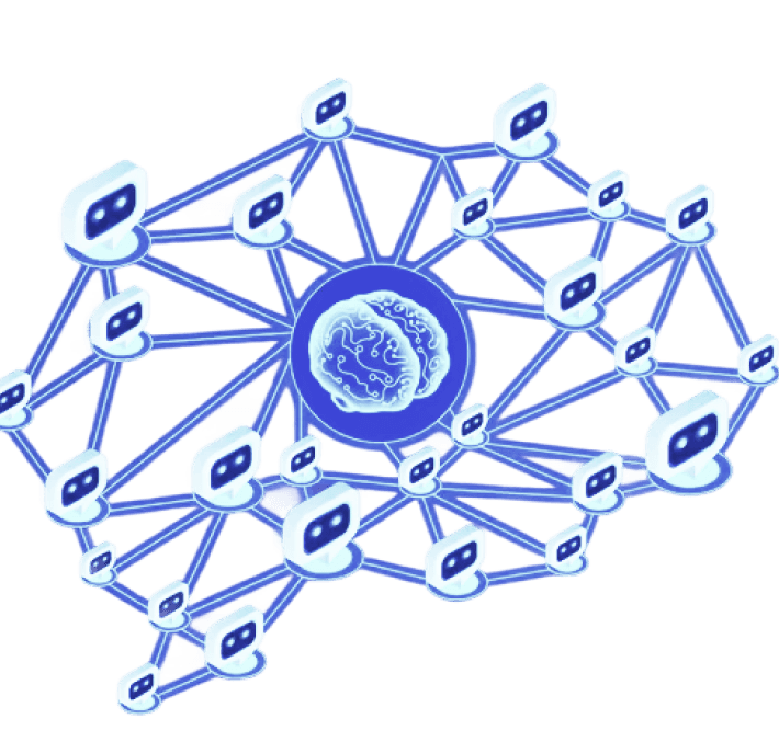 Connected AI agents coordinating business workflows