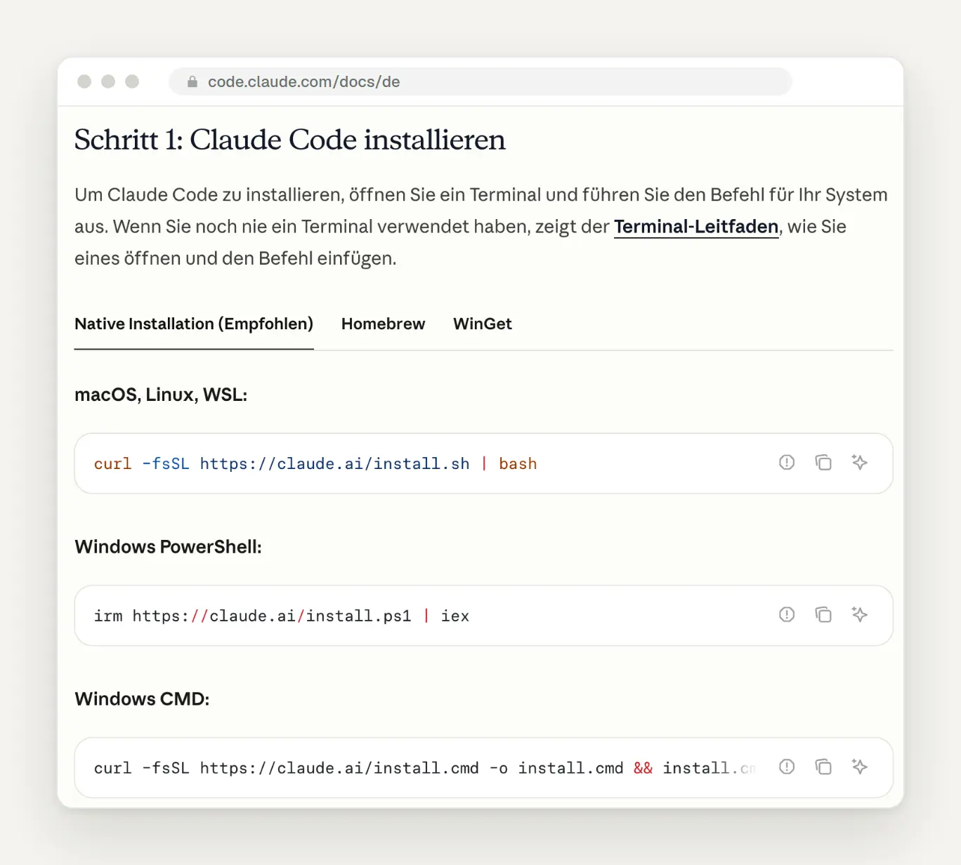 Offizielle Installationsanleitung für Claude Code auf Deutsch
