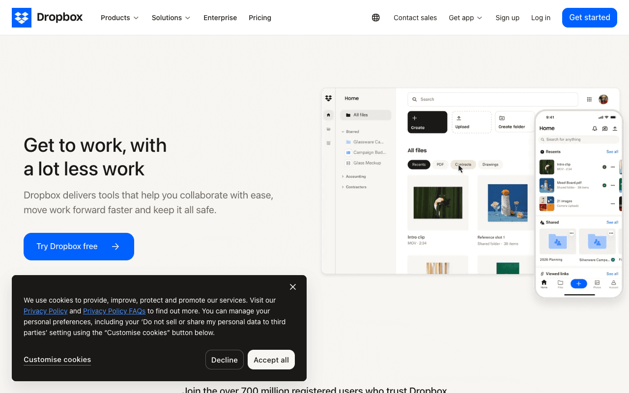 Dropbox екранна снимка