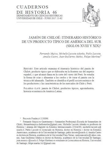 Jamón de Chiloé: itinerario histórico de un producto típico de América del Sur (siglos XVIII y XIX)