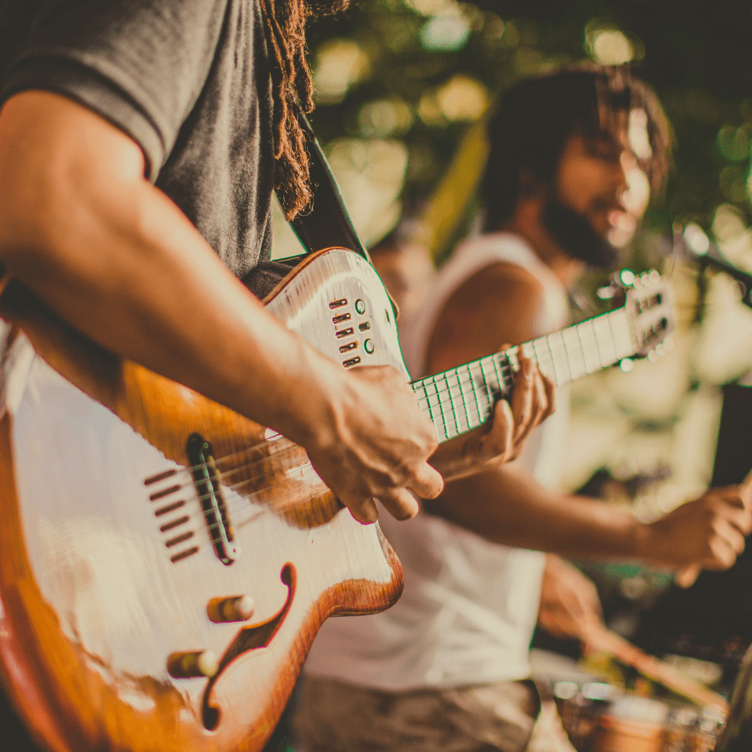 playing a guitar