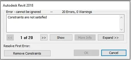 Constraints are not satisfied - Remove constraints or Delete elements, image