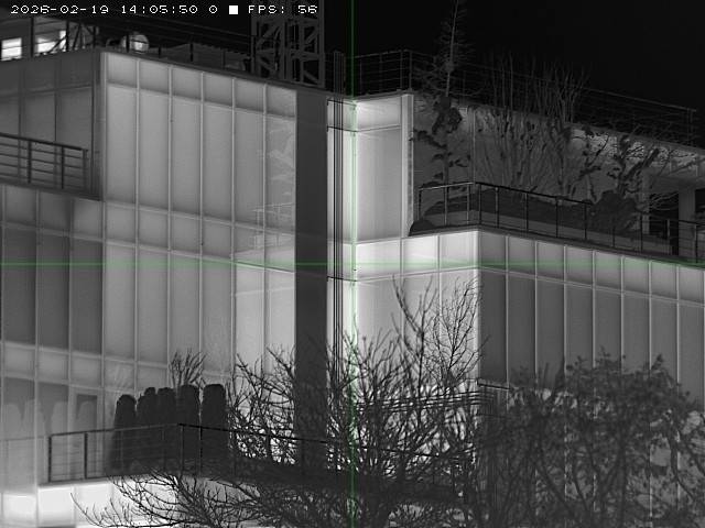LWIR thermal capture — building facade at night